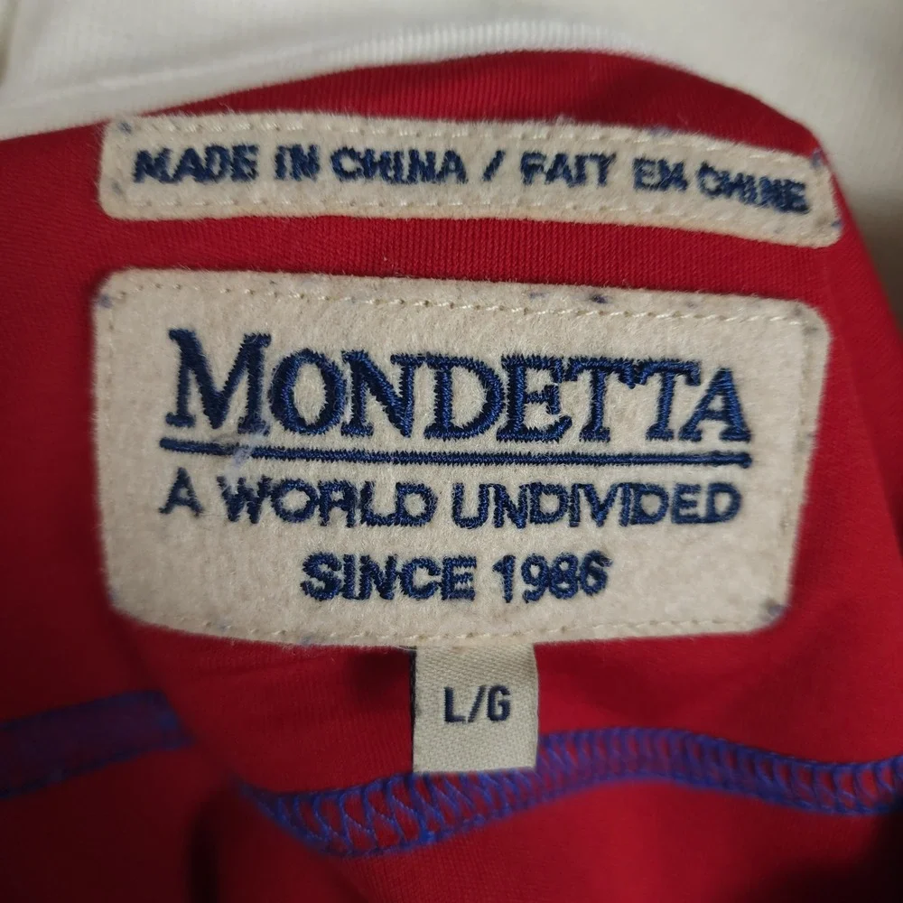 Mondetta‎ Italia Track Jacket Men's Large Blue White Red Full Zip Athletic
